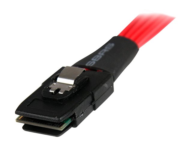 StarTech.com 1m Serial Attached SCSI SAS Cable - SFF-8087 to 4x Latching SATA SAS cable (SAS8087S4100) - SATA / SAS cable - Serial ATA 150/300/600 - 4-Lane - SATA (R) to 36 pin 4i Mini MultiLane (P) - 1 m - latched - red