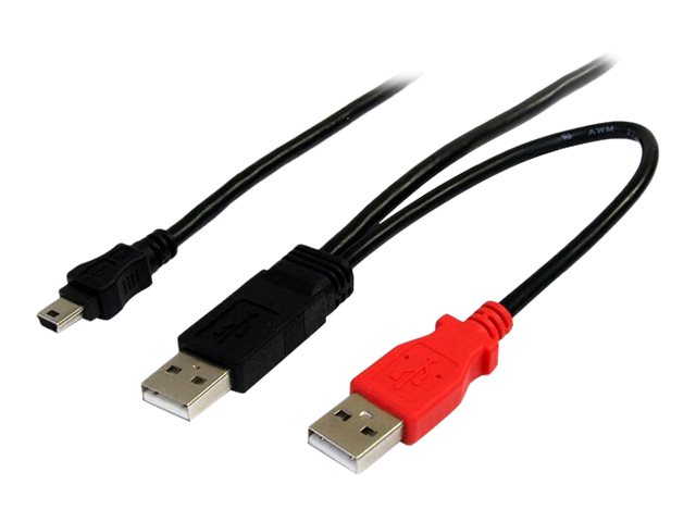 StarTech.com 6 ft USB Y Cable for External Hard Drive - USB A to mini B - USB cable - USB (M) to mini-USB Type B (M) - USB 2.0 - 6 ft - black - USB2HABMY6 - USB cable - USB (M) to mini-USB Type B (M) - USB 2.0 - 1.8 m - black - for P/N: SAT1810U2, SLMSOPTB, PEXUSB7LP