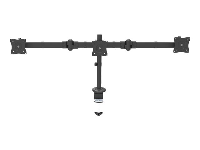 StarTech.com Desk Mount Triple Monitor Arm, Ergonomic VESA 3 Monitor Mount up to 27\", Articulating & Height Adjustable Pole Mount, Tilt/Swivel/Rotate LCD/LED Screen, Desk Clamp/Grommet - Monitor Pole Mount (ARMTRIO) - Adjustable arm - for 3 monitors