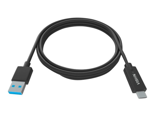 VISION Professional installation-grade USB-C to USB-A cable - LIFETIME WARRANTY - bandwidth 5 gbit/s - supports 3A charging current - USB-C 3.1 (M) to USB-A 3.0 (M) - outer diameter 4.0 mm - 22+30 AWG - 2 m - black