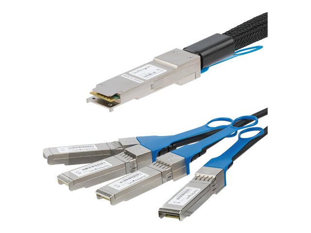 StarTech.com Cisco QSFP-4SFP10G-CU5MCompatible 5m 40G QSFP+ to 4x SFP+ Direct Attach Breakout Cable Twinax, 40GbE QSFP+ Copper DAC 40 Gbps Low Power Passive Transceiver DAC, 40GE Cable - Lifetime Warranty (QSFP4SFP10C5) - Direct attach cable - QSFP+ to SFP+ - 5 m - twinaxial - SFF-8431/SFF-8432/SFF-8436 - passive - black