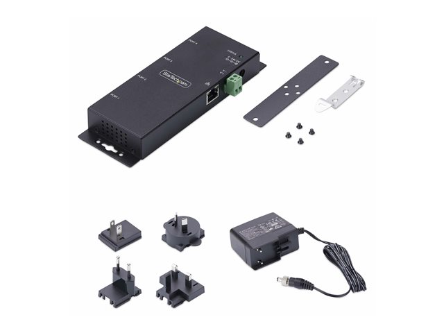 StarTech.com 4P Serial to Ethernet Adapter, IP LAN to RS232 DB9 Converter - Device server - 4 ports - 100Mb LAN, RS-232 - wall / DIN rail mountable - TAA Compliant - for P/N: AT925FM, GC9SF, SCNM9FF, SCNM9FM