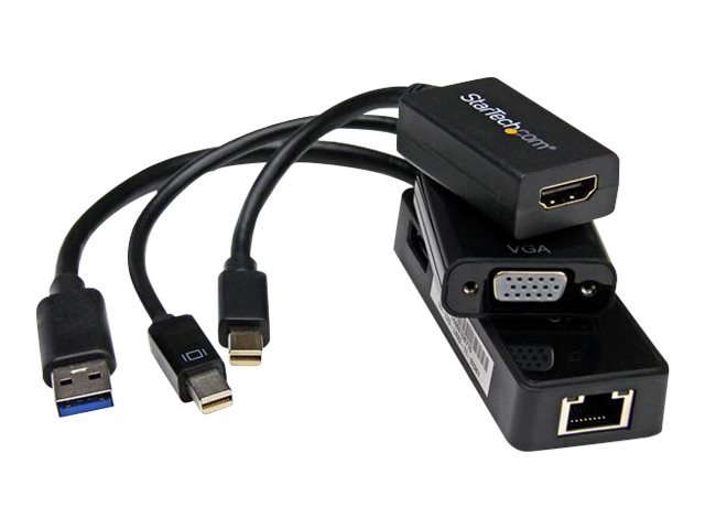 StarTech.com 3-in-1 Accessory Kit for Surface and Surface Pro 4 - mDP to HDMI / VGA - USB 3.0 GbE - Works with Surface Pro 3 and Surface 3 (MSTP3MDPUGBK) - Notebook accessories bundle - black - for Microsoft Surface Pro 3, Pro 4