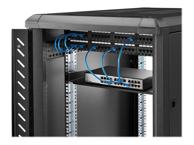 StarTech.com 1U Fixed Server Rack Mount Shelf, 10in Deep Steel Universal Cantilever Tray for 19\" AV/Data/Network Equipment Rack with Cage Nuts & Screws, 44lbs Weight Capacity, 10\" Deep - 1U Network Rack Shelf (CABSHELF1U10) - Rack shelf - black - 1U - 10\"