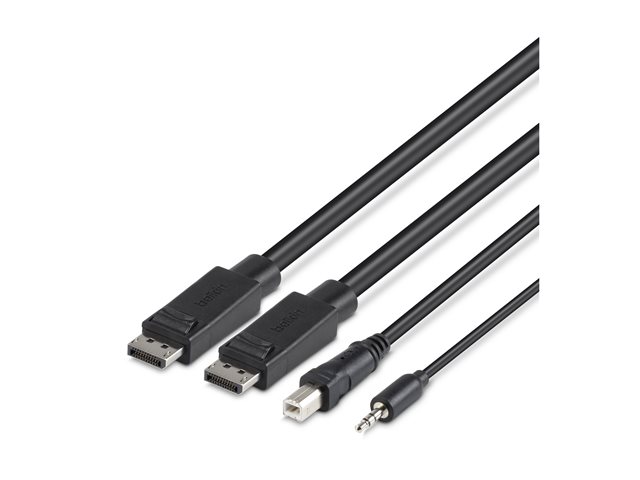 Belkin Secure KVM Combo Cable - Keyboard / mouse / video / audio cable - TAA Compliant - USB, mini jack, DisplayPort (M) to mini-phone stereo 3.5 mm, USB Type B, DisplayPort (M) - 3.04 m - black