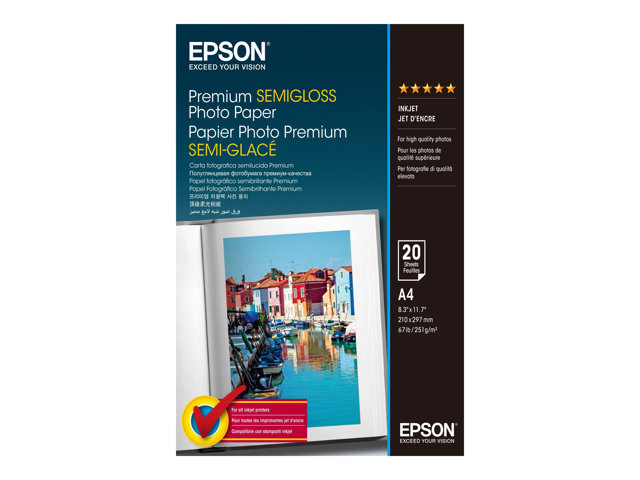 Epson Premium Semigloss Photo Paper - Semi-glossy - A4 (210 x 297 mm) 20 sheet(s) photo paper - for EcoTank ET-2750, 2751, 2756, 2850, 2851, 2856, 4750, 4850, Expression Home HD XP-15000