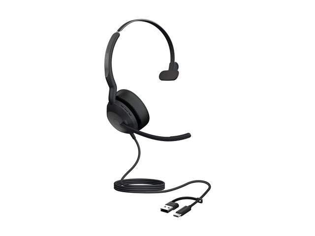 Jabra Evolve2 50 MS Mono - Headset - on-ear - wired - active noise cancelling - USB-C, USB-A - Certified for Microsoft Teams