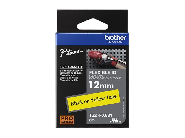 Brother TZe-FX631 - Black on yellow - Roll (1.2 cm x 8 m) 1 cassette(s) flexible ID tape - for Brother PT-D210, D600, H110, P-Touch PT-1005, D410, D450, D460, D610, E310, E550, H110