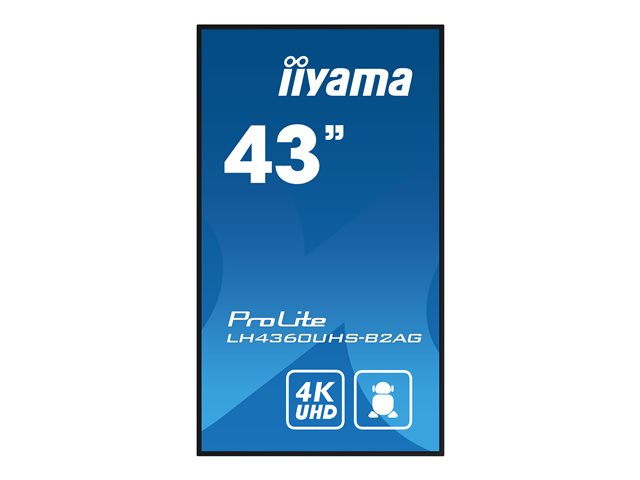 iiyama ProLite LH4360UHS-B2AG - 43\" Diagonal Class (42.5\" viewable) LED-backlit LCD display - digital signage - with built-in SoC media player - Android - 4K UHD (2160p) 3840 x 2160 - Edge LED - black