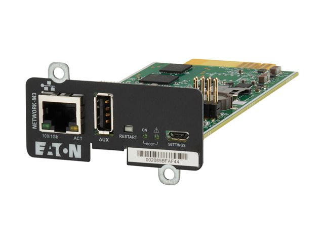 Eaton Cybersecure Gigabit NETWORK-M3 Card for UPS and PDU - Remote management adapter - Gigabit Ethernet x 1 - for P/N: 9PX1500GRT-L, 9PX1500RT-L, 9PX2000RT-L, 9PX2200GRT-L, 9PX3000GRT-L, 9PX3000RT-L
