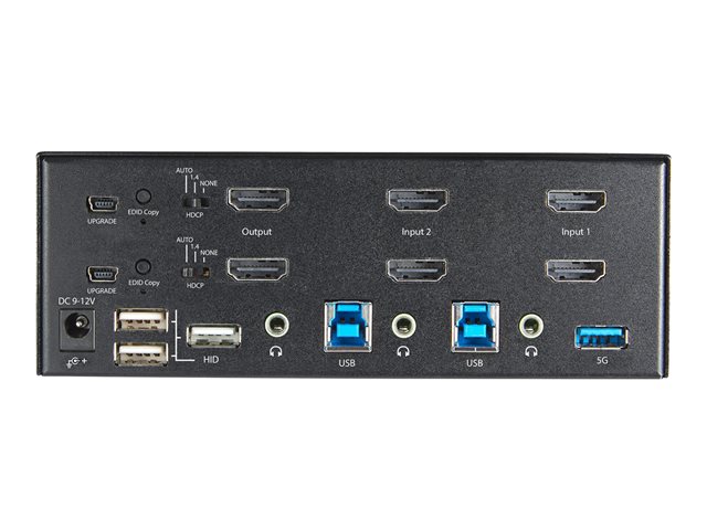 StarTech.com 2 Port Dual Monitor HDMI KVM Switch, 4K 60Hz Ultra HD HDR, Desktop 4K HDMI 2.0 KVM Switch with 2 Port USB 3.0 Hub (5Gbps) & 4x USB 2.0 HID Port, Audio, Hotkey Switching, TAA - KVM with Fast Switching - KVM / audio switch - 2 x KVM / audio - desktop - TAA Compliant