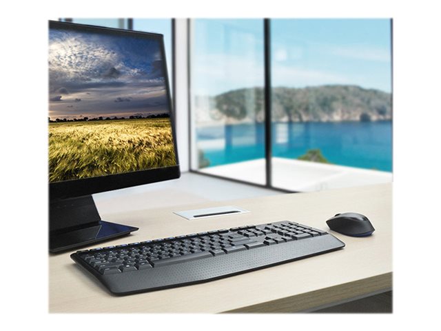 Logitech Wireless Combo MK345 - Keyboard and mouse set - wireless - 2.4 GHz - US International - black, blue