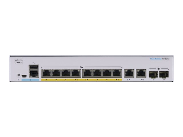Cisco Business 350 Series CBS350-8P-E-2G - Switch - L3 - Managed - 8 x 10/100/1000 (PoE+) + 2 x combo SFP - rack-mountable - PoE+ (67 W)