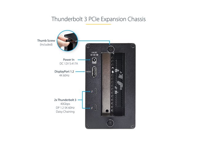 StarTech.com Thunderbolt 3 PCIe Expansion Chassis, External Enclosure Box with 1x PCI-Express Slot, 5K/4K Output Via TB3/DP Ports, TAA - System bus extender - DP - 65 Watt - for P/N: TB3DK2DPM2, TB3DOCK2DPPD, TB3DOCK2DPPU