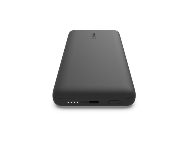 Belkin BoostCharge Plus - Power bank - 10000 mAh - 23 Watt - Fast Charge, PD - 2 output connectors (Lightning, 24 pin USB-C) - black