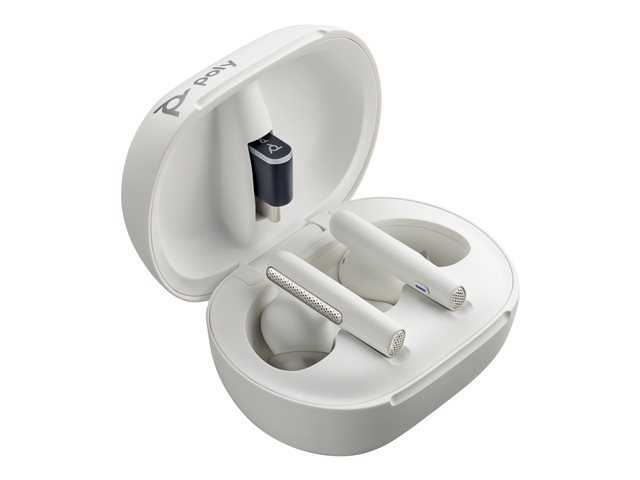 Poly Voyager Free 60/60+ Microsoft Teams Certified White Earbuds (2 Pieces) - Replaces Poly SKU 221223-04