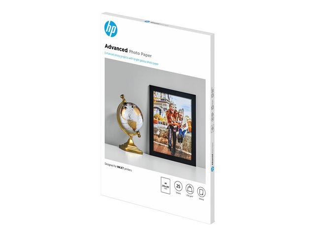 HP Advanced Glossy Photo Paper - Glossy - A4 (210 x 297 mm) - 250 g/m² - 25 sheet(s) photo paper - for ENVY 50XX, Officejet 52XX, 80XX, Photosmart B110, Wireless B110
