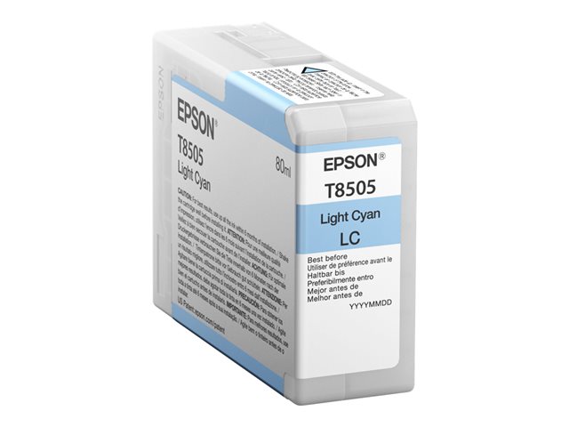 Epson T8505 - 80 ml - light cyan - original - ink cartridge - for SureColor P800, P800 Designer Edition, SC-P800