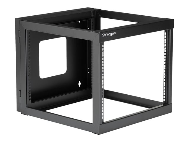 StarTech.com \"8U Hinged Open Frame Wall Mount Network Rack - 4-Post 22\"\" Depth Swing Out Computer Equipment Rack - 140lbs capacity (RK819WALLOH)\" - Rack - wall mountable - black - 8U - 22\"