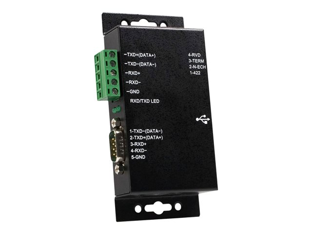 StarTech.com 1 Port Metal Industrial USB to RS422/RS485 Serial Adapter w/ Isolation (ICUSB422IS) - Serial adapter - USB - RS-422, RS-485 - black