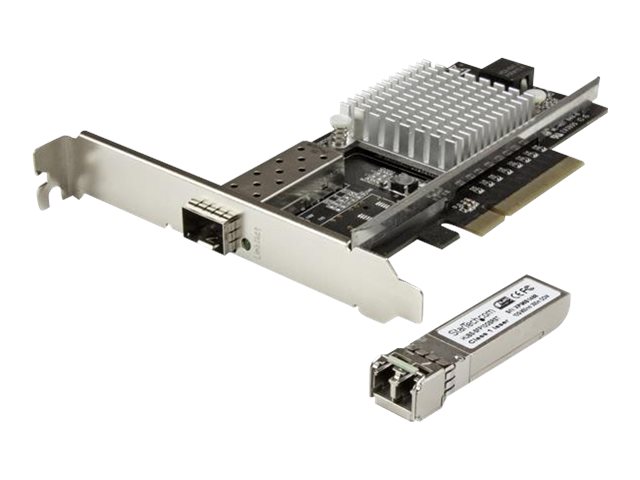 StarTech.com 10G Network Card - 1x 10G Open SFP+ Multimode LC Fiber Connector - Intel 82599 Chip - Gigabit Ethernet Card (PEX10000SRI) - Network adapter - PCIe x8 - 10GbE - 10GBase-SR - black - with 10GBase-SR SFP+ transceiver module - for P/N: BNDTB10GI, BNDTB210GSFP, BNDTB310GNDP, BNDTB410GSFP, BNDTB4M2E1, BNDTBUSB3142
