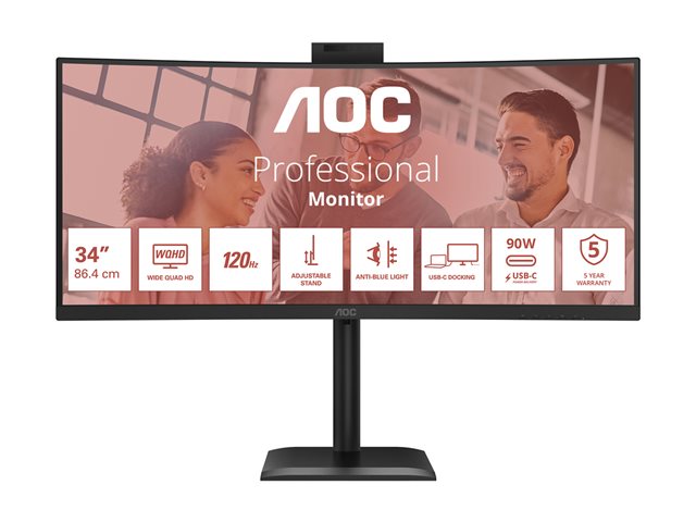 CU34E4CW 34i DOCK VA CURVED UWQHD 1 MS 3440X1440120HZ WID 21/9 USB- C -DP-HDMI LAN RJ45 4XUSB 3.2 BRIGHTNESS 350 CD/M*2 D CONTRASTRATIO 50M:1VIEWING ANGLE