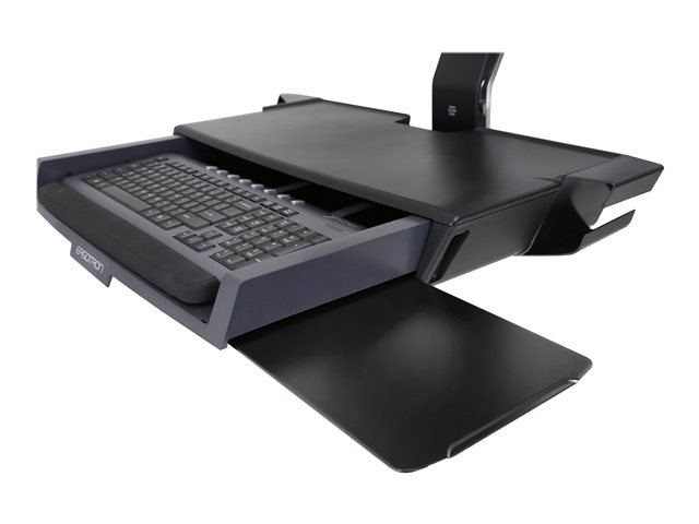 Ergotron StyleView Sit-Stand Combo System with Worksurface - Mounting kit (handle, CPU holder, 2 track covers, 2 cable channels, wrist rest, display mount, keyboard tray, wall CPU mount, slide-out mouse tray, VESA mount bracket, wall track 34\", CPU spacer, CPU and arm track mount bracket kits, barcode scanner and mouse holder, combo arm) - for LCD display / PC equipment - small CPU holder - aluminium, high-grade plastic - polished aluminium - screen size: up to 24\"