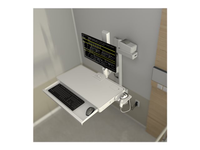 Ergotron CareFit Combo Arm with Worksurface - Mounting kit (articulating arm, wall mount base, pull-out keyboard tray with integrated worksurface, track mount adapter) - modular - for LCD display / keyboard - plastic, aluminium - white - screen size: up to 27\" - wall-mountable