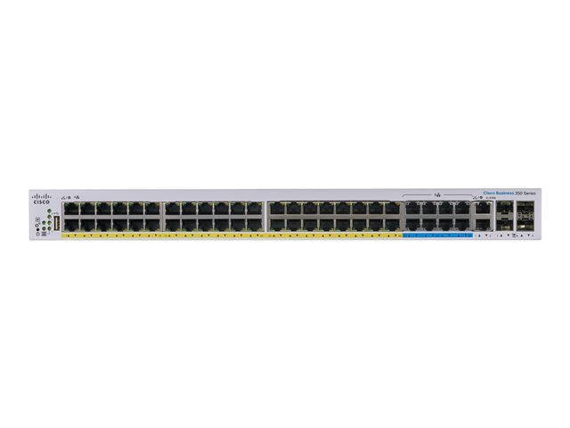 Cisco Business 350 Series CBS350-48NGP-4X - Switch - L3 - Managed - 40 x 10/100/1000 (PoE+) + 8 x 100/1000/2.5G/5G (PoE++) + 2 x combo 10 Gigabit SFP+/RJ-45 + 2 x 10 Gigabit SFP+ - rack-mountable - PoE+ (740 W)