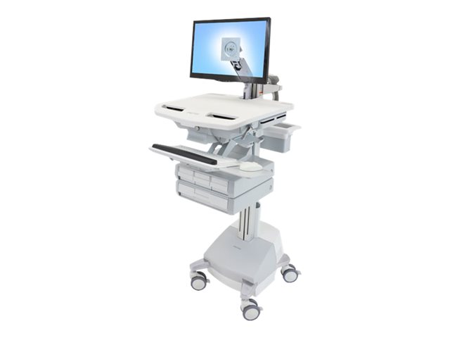 Ergotron StyleView - Cart - open architecture - for LCD display / PC equipment - medical - aluminium, zinc-plated steel, high-grade plastic - grey, white, polished aluminium - screen size: up to 24\" - output: AC 230 V - 66 Ah - Lead Acid - TAA Compliant