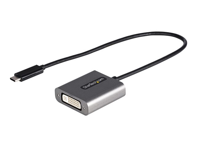 StarTech.com USB C to DVI Adapter, 1920x1200p, USB-C to DVI-D Adapter, USB Type C to DVI Monitor, Video Converter, Thunderbolt 3 Compatible, USB-C to DVI Dongle, 12\" Long Attached Cable - USB C Display Adapter (CDP2DVIEC) - Adapter - single link - 24 pin USB-C (M) to DVI-I (F) - Thunderbolt 3 - 38 cm - 1200p support - black - for P/N: DVIIDMM10, DVIIDMM15, DVIIDMM20, DVIIDMM6, TB4CDOCK