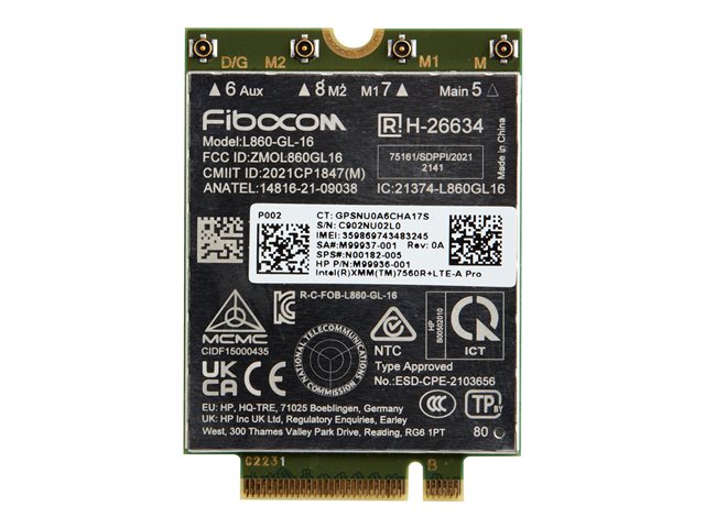 Intel XMM 7560 R+ - Wireless cellular modem - 4G LTE Advanced Pro - M.2 Card - 150 Mbps - for EliteBook 64X G10, 65X G10, 83X G10, 84X G10, 86X G10