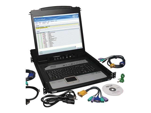 Eaton Tripp Lite Series 16-Port IP KVM Switch Rack Console w/ 19\" LCD 1U - KVM console with KVM switch - 16 ports - PS/2, USB - 19\" - rack-mountable - 1280 x 1024 @ 75 Hz - VGA - black - 1U