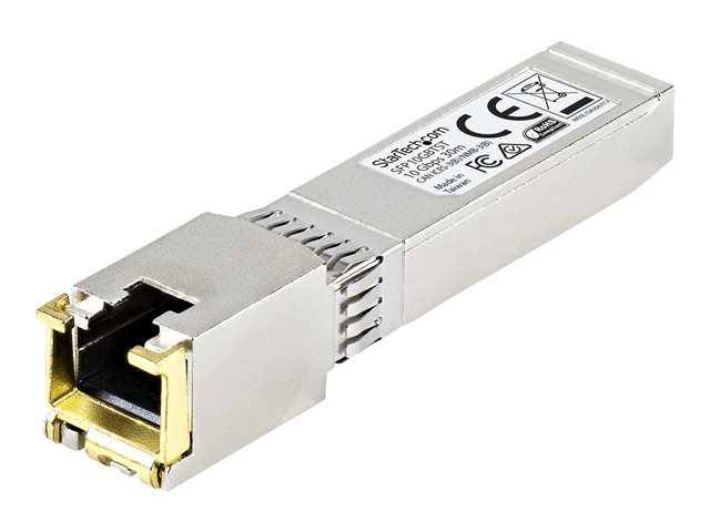 StarTech.com MSA Uncoded Compatible SFP+ Module, 10GBASE-T, SFP to RJ45 (Copper) for Cat6 and Cat5e, 10GE Gigabit Ethernet SFP+, RJ-45 (Copper) 30m, 10Gbps Transceiver SFP+ Copper Module - Lifetime Warranty (SFP10GBTST) - SFP+ transceiver module - 10GbE - 10GBase-T, 10GBase-X - RJ-45 - up to 30 m - TAA Compliant - for P/N: PEX10GSFP