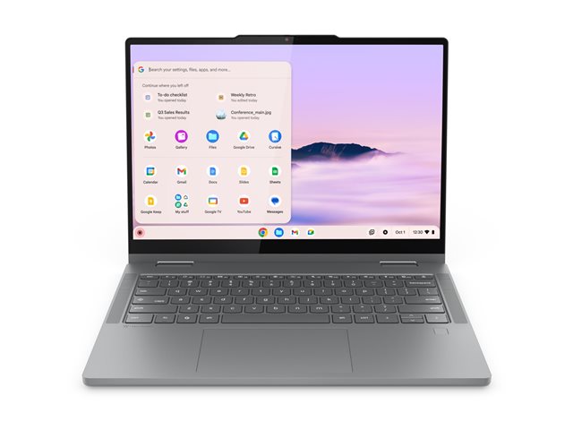 Lenovo Chrome Plus 2in1 Intel, Intel® Core™ 5 120U (E-cores up to 3.80GHz, 12MB), 14\" WUXGA Touch, Chrome OS, 8.0GB, 1x128GB UFS, Intel® Graphics, BT 5.3,Wi-Fi 6E 2x2 AX, 5MP, 3 Cell Li-Pol 50Wh, 65W, 1CourierCarryin, Backlit, Grey-English (Euro)