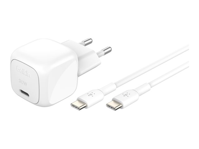 30W USB PD Wall Charger with PPS, WHT w/1m C-C