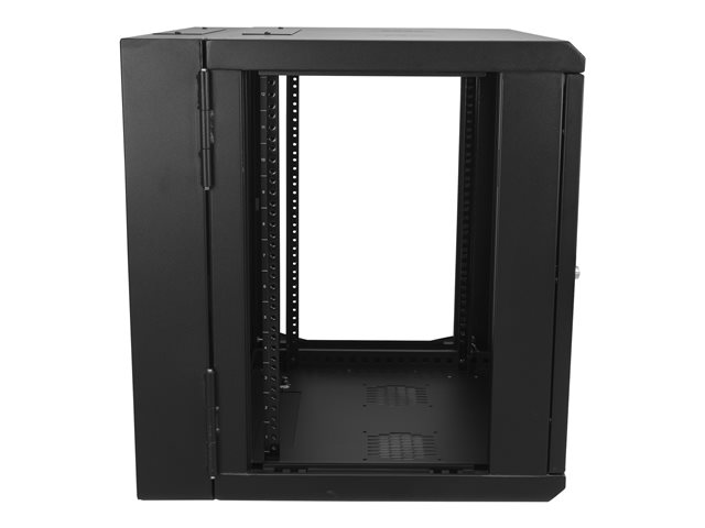 StarTech.com 12U 19\" Wall Mount Network Cabinet, 20\" Deep 4 Post Hinged Locking IT Computer Equipment Enclosure with Shelf, Flexible Vented Switch Depth Data Rack Cisco 3850, 2960 Series - 12U Vented Cabinet (RK1224WALHM) - Rack enclosure cabinet - wall mountable - black - 12U