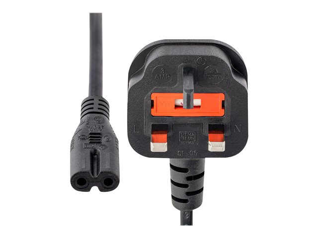 StarTech.com 6ft (1.8m) UK Laptop Power Cable, BS 1363 to C7, 2.5A 250V, 18AWG, Black, AC Notebook/Laptop Replacement Cord, Printer Cable, UK Laptop Charger Cord, BS 1363 to IEC60320 C7 - Power Brick Cord - Power cable - IEC 60320 C7 to BS 1363 (M) - AC 230 V - 1.8 m - black
