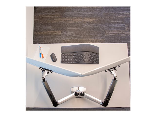 Ergotron LX Dual Side-by-Side Arm - Mounting kit (desk clamp mount, grommet mount, pole, 2 articulating arms, 2 extension brackets, t-bracket, base) - Constant Force Technology - for 2 LCD displays - aluminium, steel - polished aluminium - screen size: up to 27\"