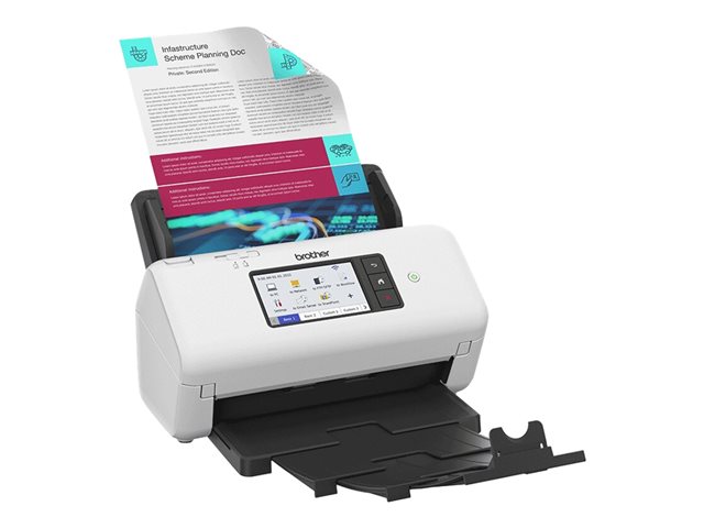 Brother ADS-4700W - Document scanner - Dual CIS - Duplex - A4 - 600 dpi x 600 dpi - up to 40 ppm (mono) / up to 40 ppm (colour) - ADF (80 sheets) - up to 6000 scans per day - USB 3.0, Gigabit LAN, Wi-Fi(n), USB 2.0 (Host)