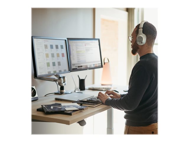 Ergotron LX Dual Side-by-Side Arm - Mounting kit (desk clamp mount, grommet mount, pole, 2 articulating arms, 2 extension brackets, t-bracket, base) - Constant Force Technology - for 2 LCD displays - aluminium, steel - polished aluminium - screen size: up to 27\"