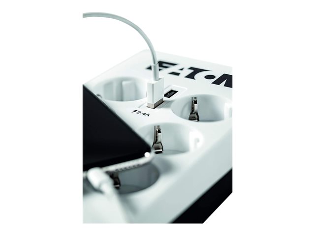 Eaton Protection Box 6 USB DIN - Surge protector - AC 220-250 V - 2500 Watt - output connectors: 6 - white