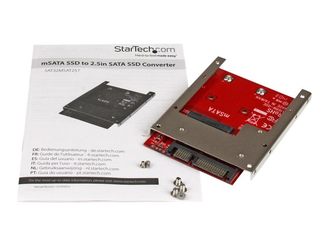 StarTech.com mSATA SSD to 2.5in SATA Adapter Converter - mSATA to SATA Adapter for 2.5in bay with Open Frame Bracket and 7mm Drive Height (SAT32MSAT257) - Storage controller - 1 Channel - SATA 6Gb/s - SATA 6Gb/s - for P/N: BRACKET125PT, BRACKET125PTP, SATERASER4, SDOCK1EU3P2, SDOCK4U313, USB31C2SAT3