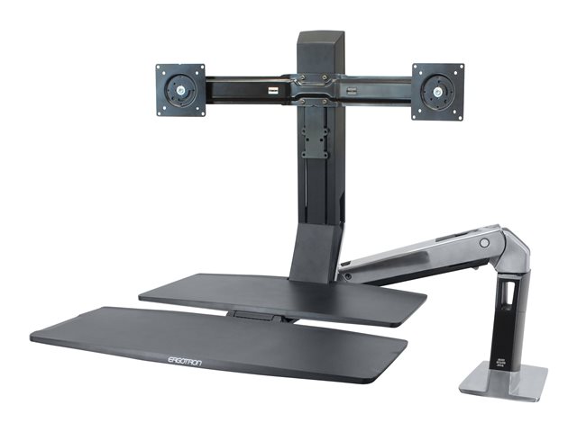 Ergotron WorkFit-A Dual Workstation With Worksurface - Standing desk converter - polished aluminium, black