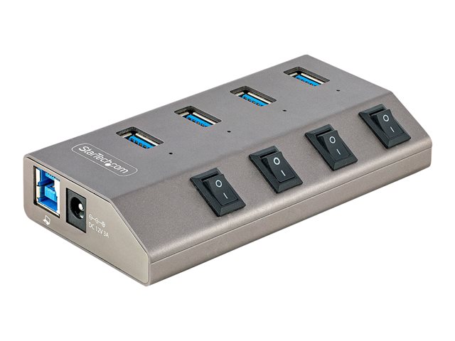 StarTech.com 4-Port Self-Powered USB-C Hub with Individual On/Off Switches, USB 3.0 5Gbps Expansion Hub w/Power Supply, Desktop/Laptop USB-C to USB-A Hub, 4x BC 1.2 (1.5A), USB Type C Hub - USB-C/A Host Cables (5G4AIBS-USB-HUB-EU) - Hub - 4 x USB 3.2 Gen 1 - desktop