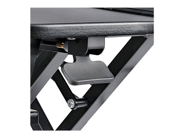 StarTech.com Corner Sit Stand Desk Converter with Keyboard Tray - Large Surface (35\" x 21\") - Height Adjustable Ergonomic Desktop/Tabletop Standing Workstation - Supports Dual Monitors - Standing desk converter - rectangular - black