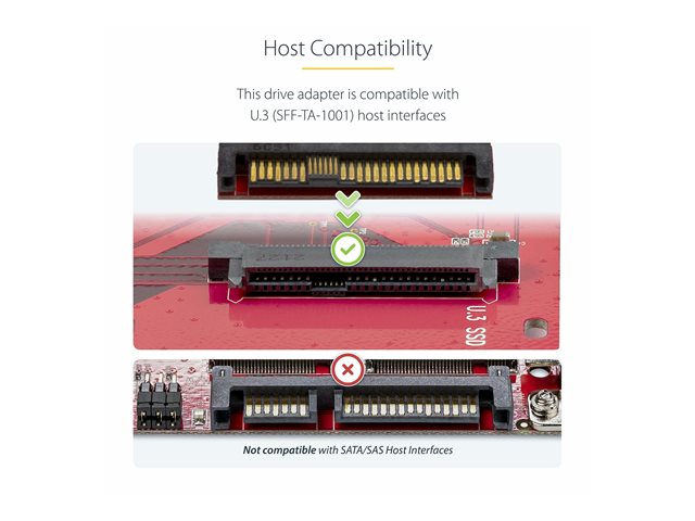 StarTech.com M.2 to U.3 Adapter, For M.2 NVMe SSDs, PCIe M.2 Drive to 2.5inch U.3 (SFF-TA-1001) Host Adapter/Converter, TAA Compliant - 2.5\" Drive Form Factor (1M25-U3-M2-ADAPTER) - Interface adapter - M.2 - M.2 NVMe Card / PCIe 4.0 (NVMe) - U.3 - re
