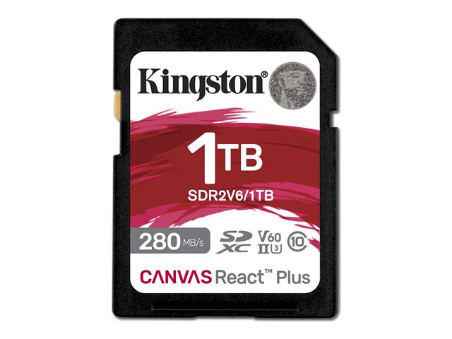 Kingston Canvas React Plus - Flash memory card - 1 TB - Video Class V60 / UHS-II U3 / Class10 - SDXC UHS-II