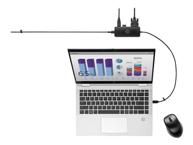 HP Travel Hub G2 - Port replicator - USB-C - VGA, HDMI - for OMEN by HP Laptop 16, Victus by HP Laptop 15, 16, EliteBook 830 G6, Fortis 11 G9