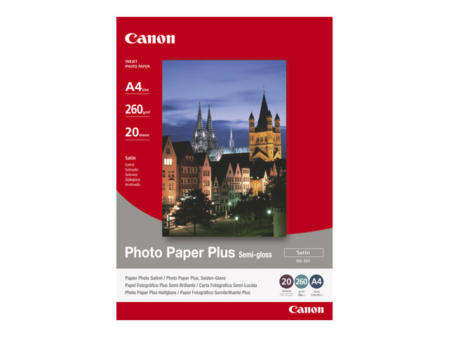 Canon Photo Paper Plus SG-201 - Semi-glossy - 203 x 254 mm - 260 g/m² - 20 sheet(s) photo paper - for PIXMA iP3300, iP5300, MP180, MP490, MP510, MP550, MP560, MP600, MP810, MX330, TS7450